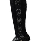 Dolce & Gabbana Black Taormina Lace Socks Boots Shoes Pumps