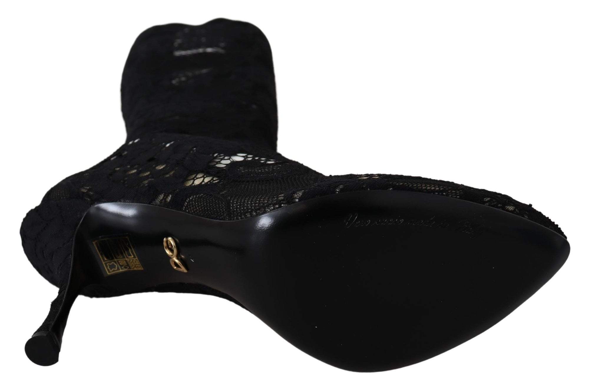 Dolce &amp; Gabbana Black Taormina Lace Socks Boots Shoes Pumps