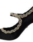 Dolce & Gabbana Black Velvet Gold Mary Janes Pumps