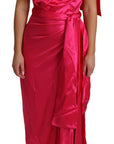 Dolce & Gabbana Dress Pink Fitted Cut One Shoulder Midi Dress