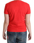 Moschino Red Cotton Come Play 4 Us Print Tops Blouse T-shirt