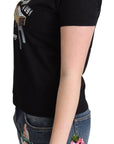 Moschino Black Cotton Come Play 4 Us Print Tops T-shirt