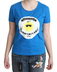 Moschino Blue Cotton Sunny Milano Print Tops T-shirt