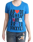 Moschino Blue Cotton Alphabet Letter Print Tops
