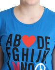 Moschino Blue Cotton Alphabet Letter Print Tops