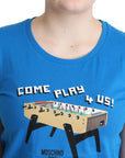Moschino Blue Cotton Come Play 4 Us Print T-shirt
