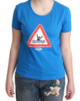 Moschino Blue Cotton Swim Graphic Triangle T-shirt