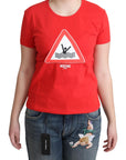 Moschino Red Cotton Swim Graphic Triangle Print  T-shirt