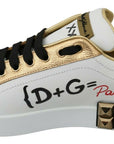 Dolce & Gabbana White Roses Sequined Crystal Womens Sneakers Shoes