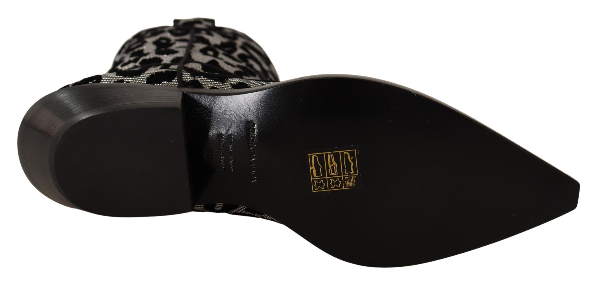 Dolce &amp; Gabbana Gray Black Leopard Cowboy Boots Shoes