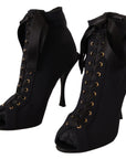 Dolce & Gabbana Black Stretch Short Ankle Boots Shoes