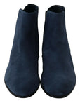Dolce & Gabbana Blue Suede Embellished Studded Boots Shoes
