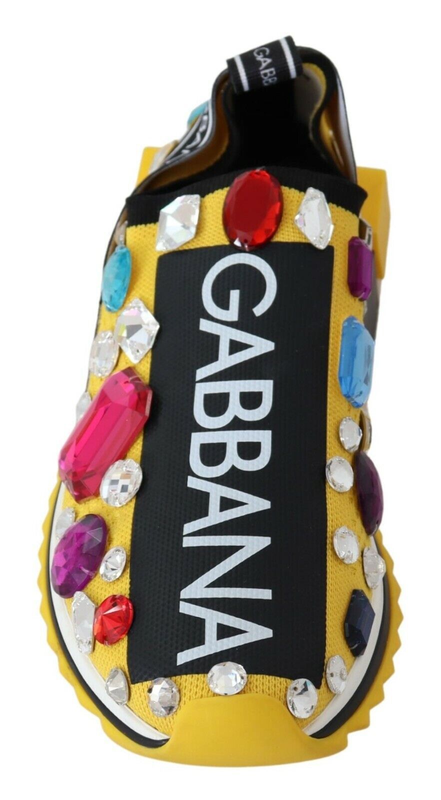 Dolce &amp; Gabbana Yellow Multicolor Crystals Sneakers Shoes