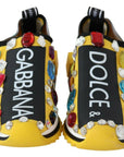 Dolce & Gabbana Yellow Multicolor Crystals Sneakers Shoes