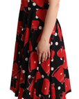 Dolce & Gabbana Black Red Bag Print A-line Mid Length Dress
