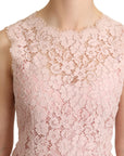Dolce & Gabbana Pink Floral Lace Sleeveless Tank Blouse Top