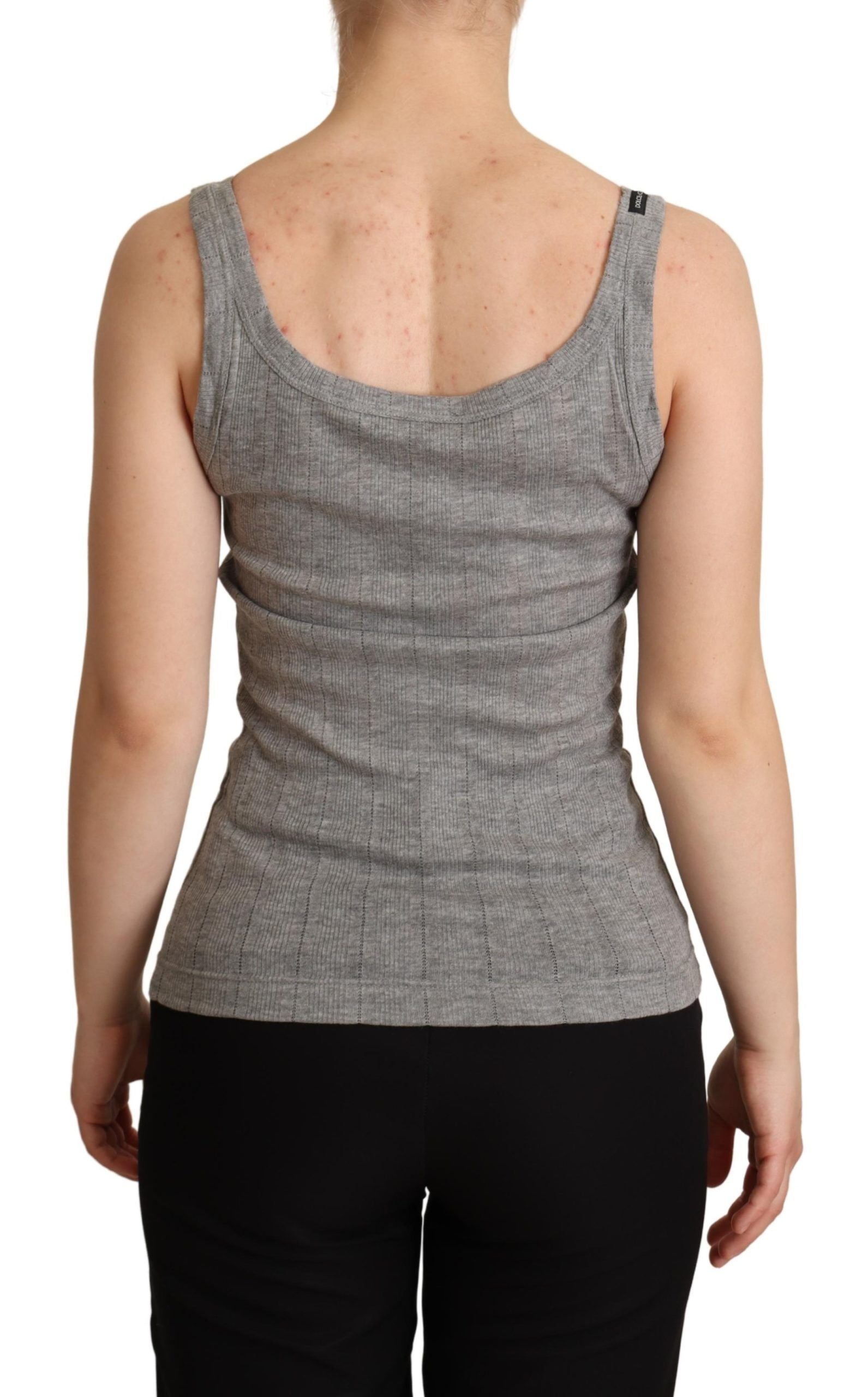 Dolce &amp; Gabbana Gray Cotton Modal Canotta Tank Top T-shirt