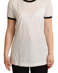 Dolce & Gabbana White Dotted Crewneck Cotton T-shirt