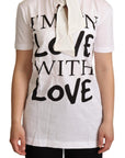 Dolce & Gabbana White Cotton Silk I'm In Love Top T-shirt
