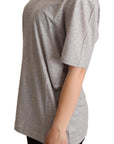 Dolce & Gabbana Gray Solid 100% Cotton V-neck Top T-shirt