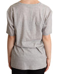Dolce & Gabbana Gray Solid 100% Cotton V-neck Top T-shirt