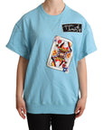 Dolce & Gabbana BLue Queen Of Hearts Card Sweater T-shirt