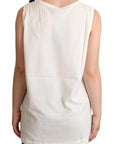 Dolce & Gabbana White Dog Floral Print Embellished  T-shirt