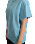 Dolce & Gabbana Blue Cotton Short Sleeves Crew Neck Top
