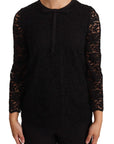 Dolce & Gabbana Black Floral Lace Nylon Blouse Top
