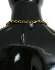 Dolce & Gabbana Pink Gold Brass Crystal Purple Pearl Pendants
