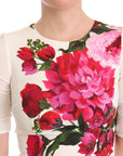 Dolce & Gabbana White Floral Printed Crepe Midi Slit Dress