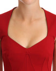 Dolce & Gabbana Red Sweetheart Sleeveless Midi Stretch Dress