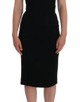 Dolce & Gabbana Black Stretch Crystal Sheath Gown Dress