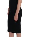Dolce & Gabbana Black Stretch Crystal Sheath Gown Dress