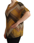Twinset Multicolor Stripes Short Sleeves Round Neck Top Blouse