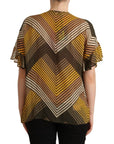 Twinset Multicolor Stripes Short Sleeves Round Neck Top Blouse