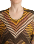 Twinset Multicolor Stripes Short Sleeves Round Neck Top Blouse