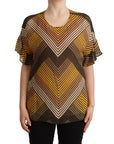 Twinset Multicolor Stripes Short Sleeves Round Neck Top Blouse