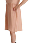 Twinset Beige Polyester Sleeveless Shift Knee Length Dress
