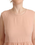 Twinset Beige Polyester Sleeveless Shift Knee Length Dress