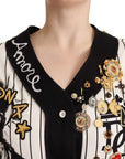 Dolce & Gabbana White Cotton Crystal Charms Amore Shirt