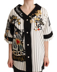 Dolce & Gabbana White Cotton Crystal Charms Amore Shirt