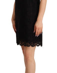 Dolce & Gabbana Black Floral Lace Sheath Sleeveless Mini Dress
