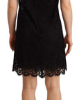 Dolce & Gabbana Black Floral Lace Sheath Sleeveless Mini Dress