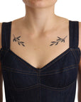 Dolce & Gabbana Dark Blue Cotton Denim Sheath Midi Dress