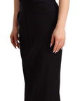 Dolce & Gabbana Black Silk Stretch Strapless Sheath Midi Dress
