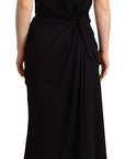 Dolce & Gabbana Black Silk Stretch Strapless Sheath Midi Dress
