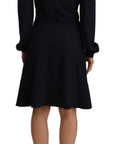 Twinset Black Long Sleeves Open Shoulder A-line Dress