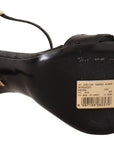 Dolce & Gabbana Black Ostrich Ankle Strap Heels Sandals Shoes