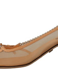 Dolce & Gabbana Peach Mesh Leather Chains Heels Pumps Shoes